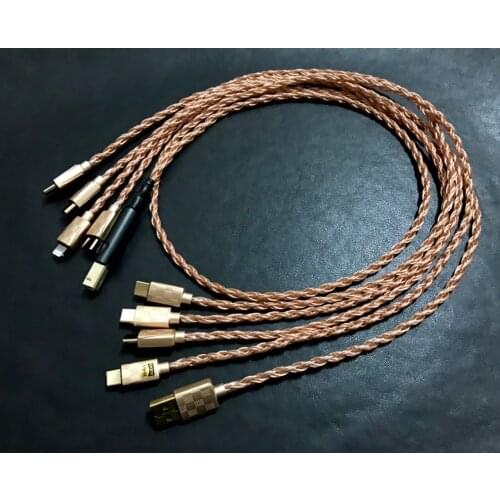 Lightning to USB-B to Dock to Type-c mobile phone player connection decoder amp OTG cable