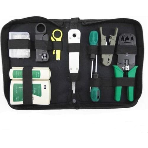 11pcs/set RJ45 RJ11 RJ12 CAT5 CAT5e Portable LAN Network Repair Tool Kit Utp Cable Tester AND Plier Crimp Crimper Plug Clamp PC