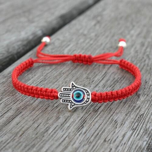 Handmade Braided Lucky Red Rope Bracelet Evil Eye String Hamsa Hand Charm Bracelets for Women Men Couples Bring Good Luck Gift