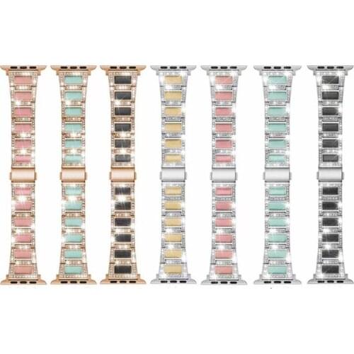 Luxury Bling Diamond Handmade Rhinestone Wriset Loop Band Smart Strap for Apple Watch Series 6 5 4 3 2 1