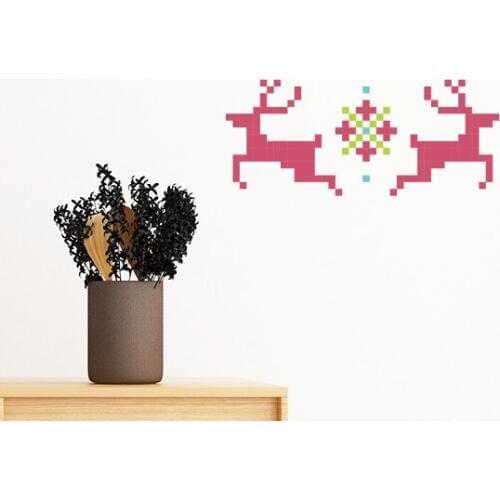 Christmas Deer Snow Pixel Removable Wall Sticker Art Decals Mural DIY Wallpaper for Room Decal