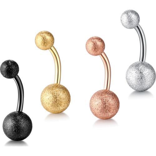 1PC 14G Steel Ombligo Nombril Piercing Pure Color Belly Button Piercing Two Ball Navel Stud Retainer Sexy Women Piercing Jewelry