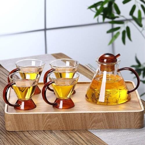 Nordic Style High Color Glass Teapot Household Creative Thickened Glass Pot Glass Kungfu Tea Set
