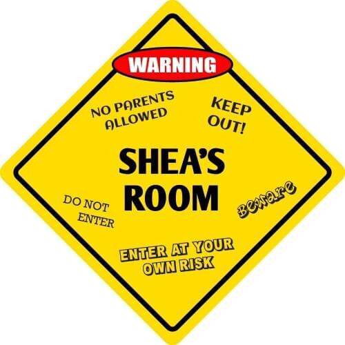 StickerPirate Sheas Room Funny Kids Room Door Warning Danger Metal Novelty Sign Aluminum