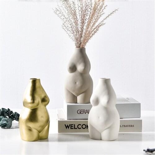 Vases Body Art Sculpture Bust Statue Flower Insert Ornaments Frosted Porcelain Crafts Creativity Vase Desk Decor Home Decoration