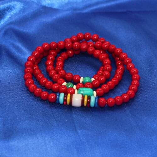 Wbo523 explosion models 6mm imitation Red Coral 4 Circle Bracelet foreign trade jewelry