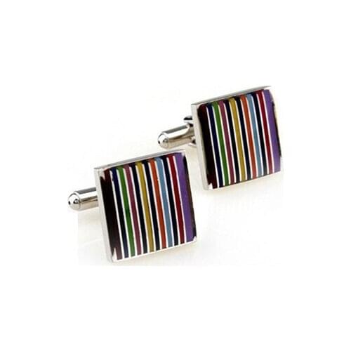 Cloured Card Stripe Enamel Cufflink Cuff Link 15 Pairs Wholesale Free Shipping
