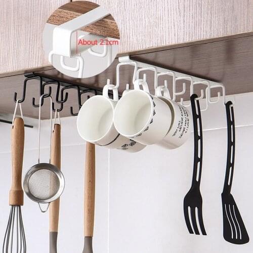 Iron Double-Row HookKitchen Organizer Cup Holders Hooks Scarf Scarf Hanger Eco Friendly Organization Spoon Shovel Wall Shelves
