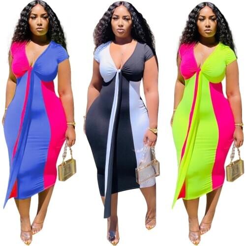 4 Colors African Dress For Women 2020 Casual Plus Size Slim Patchwork Color Maxi Dresses Elegant Sexy Long Dress Africa Clothing