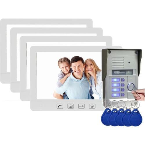 ZHUDELE Brand 4*10.1"inch monitor RFID Password&ID Card Video Door Phone Intercom Doorbell With IR Camera Access Control System