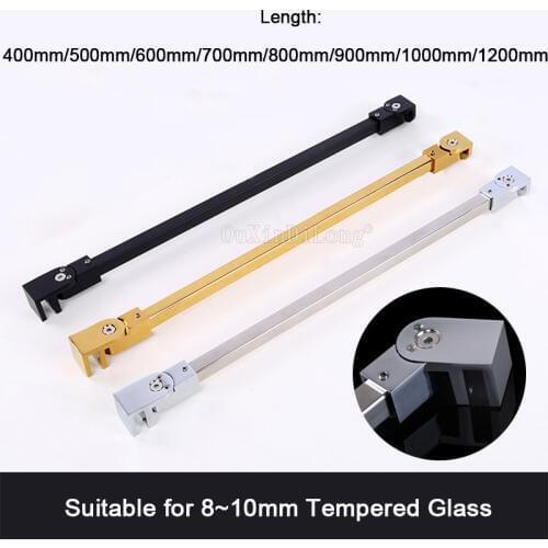 1PCS Stainless Steel Matte Black/Gold/Chrome Frameless Shower Door Supporting Bar Bathroom Wall-To-Glass Holding Clamp GF11
