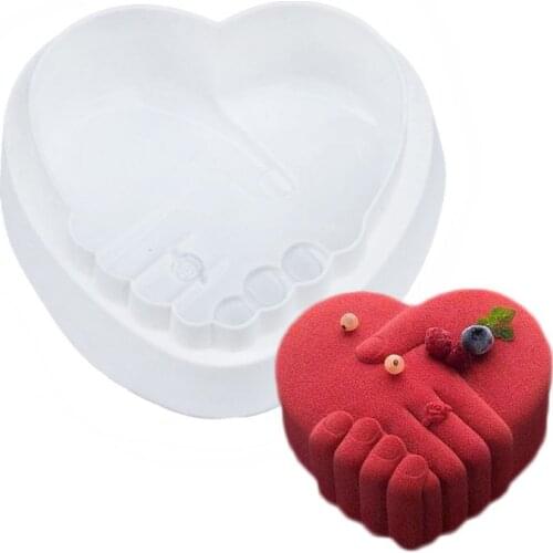 1PCS Silicone Small Romantic Heart Peace Hand Molds For Dessert Chocolate Mousse Pan Mold Cake Baking Tools