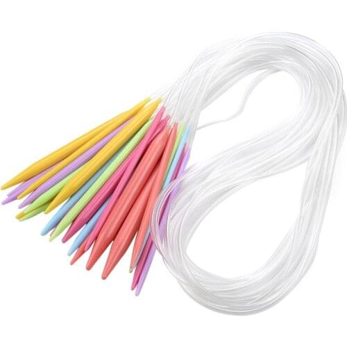 12 pcs ABS Colorful Weaving Sweater Circular Needle Tool Set 80cm Length Knitting Needles 3.5mm to 12.0mm Plastic Tube Yarn Knit