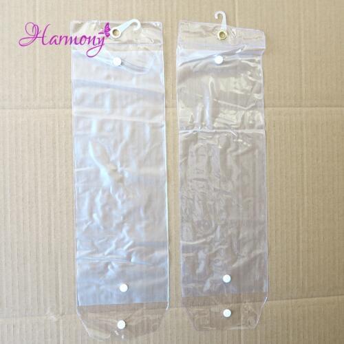 50pcs/lot 14''-26inch plastic pvc bags for weaving hair extension transparent packaging bags with Button