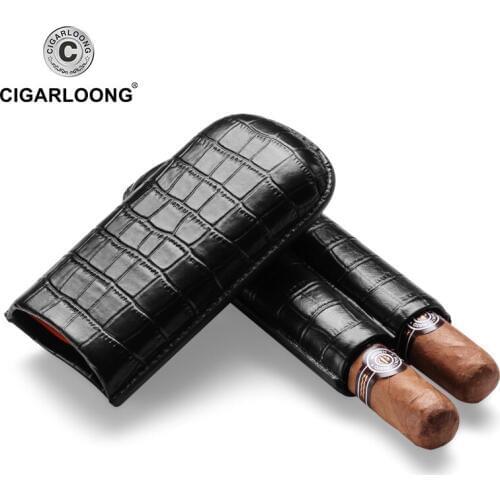 Free ship cigar case portable humidor box travel leather cigar case CF-0408