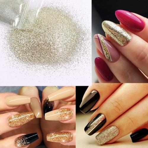 10grams Gold Silver Shiny Nail Glitter Powder Flakes Dust Gel Polish Sparkly Chrome Pigment Polish Manicure Nail Art Decorations