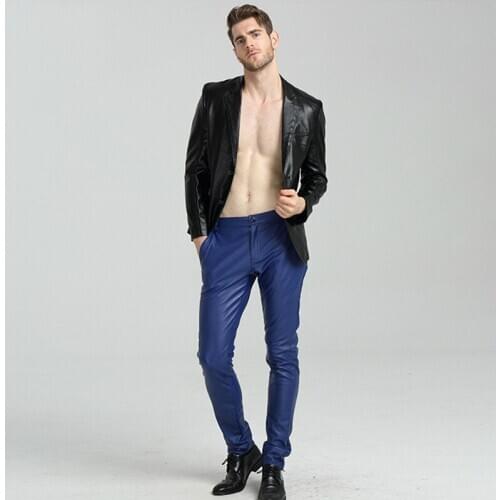 2020 New Personality Pants Mens Fashion Feet Motorcycle Leather Pants Plus Velvet Large Size PU Trousers Streetwear Hip Hop