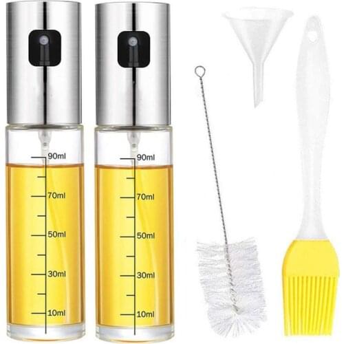 Stainless Steel Oil Spray Bottle With Scale Barbecue Oil Bottle Seasoning Brush Funnel Silicone Oil Sweep Bottle Set Oil Brush