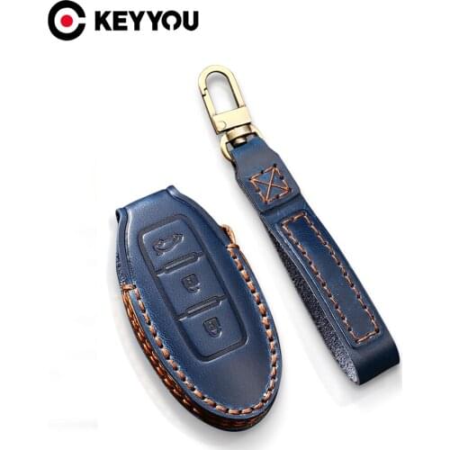KEYYOU 3 BT Leather Car Key Case For Nissan Infiniti EX35 FX35 FX50 M56 G35 G37 JX35 QX50 QX60 QX80 Keychain Protect Bag Cover
