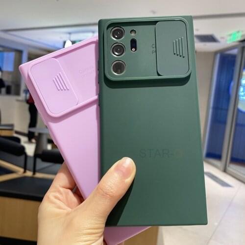 Sliding Camera Lens Protection Phone Case For Samsung Galaxy Note 20 Ultra Note20 5g 20ultra Soft Silicone Back Cover