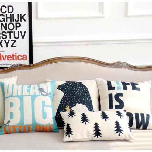 Black And White Simple Cotton Linen Pillowcase Nordic Art Printed Cushion Deocrative Pillows Home Decor Sofa Throw Pillow 45*45