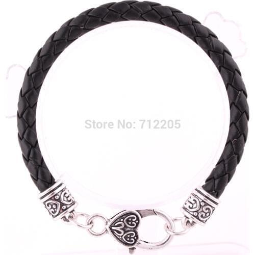 Black Braided Leather Bracelets Hot sales wholesale antique sliver new Rope chain Lobster claw clasps bracelet