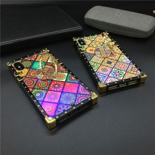 Colorful Glitter Retro Flower Vintage Square Smooth Phone Cover Case for Motorola Moto G Power 2021 G Stylus G Play One 5G Ace