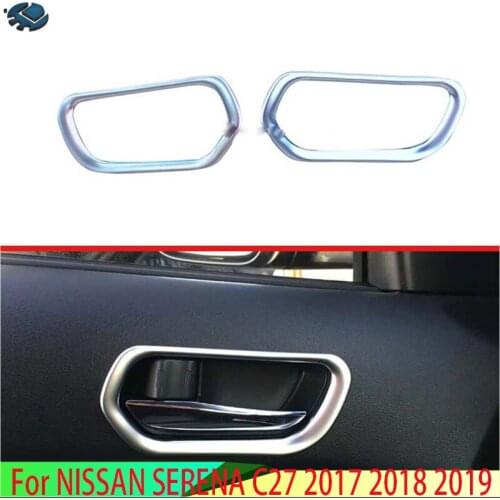 For NISSAN SERENA C27 2017 2018 2019 ABS Chrome Matte Inner Door Handle Cover Catch Bowl Trim Insert Bezel Frame Garnish