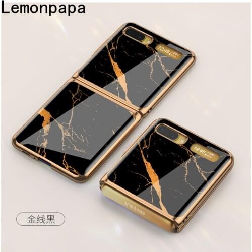 For Samsung Galaxy Galaxy Z Flip Case Luxury Plating Glass Full Protection Shockproof Back Cover for Samsung Galaxy Z Flip Case