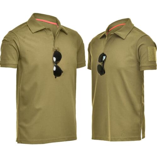 Tactical Military T-shirt Army Combat T Shirt Quick Dry Tees Mens Outdoor Hunting Camping Hiking O-Neck Lapel Short Sleeve