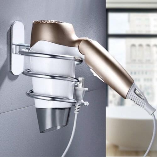 Chrome Finish Wall Mounted Hair Dryer Stand Hotel Shelves Shelf Storage Hairdryer Rack Holder Hanger Bathroom Accessories