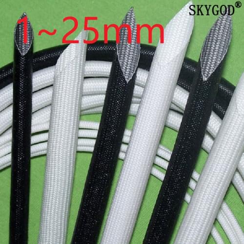 ID 1 ~ 25mm Fiberglass Tube Silicone Resin Braided Wire Sleeve Flame Resistant Fiber Glass Insulate Cable Protect Pipe 200 Deg.C