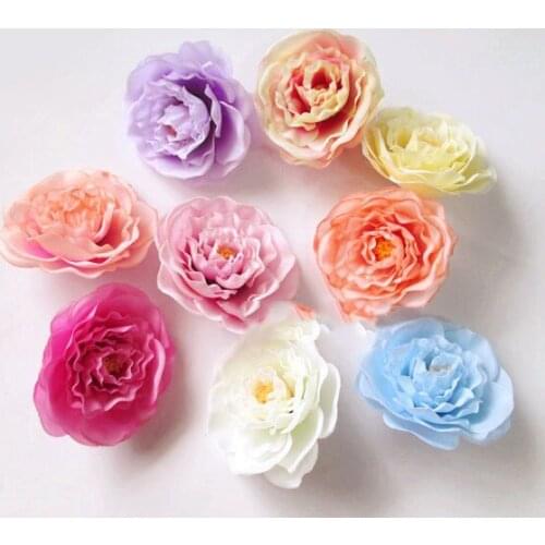 Artificial flowers head Simulation Camellia silk flower fake flower head hairpin DIY hat clothes decorative flowers