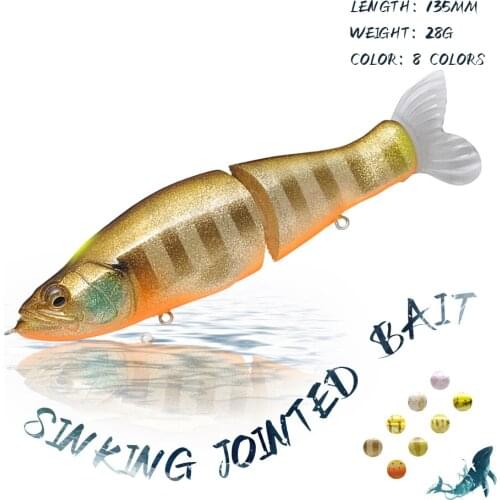 KoKossi 1PCS 135MM/28G Minnow Fishing Soft Lures Jointed Artificial Bait Body With Soft Tail SwimBaits Wobbler Fishing Tackle