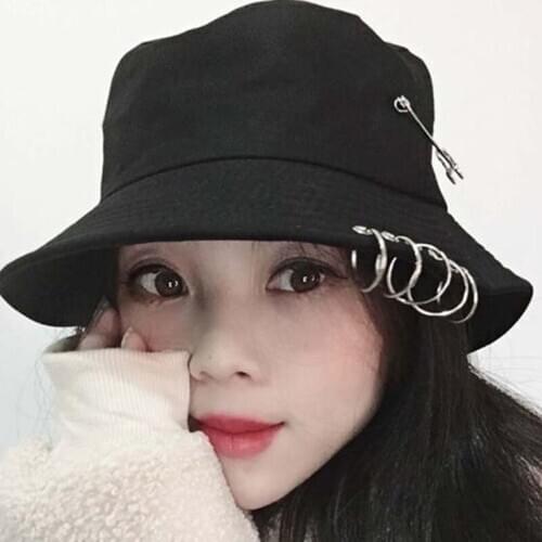 Creative Women Folding Fishing Cap Iron Ring Cycling Bucket Hat Fashion Sun Fisherman Hat Cappelli Donna
