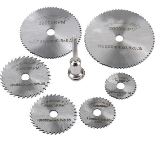 7pcs HSS Abrasive DiscRotary Tools Set Circular Saw Blades Cutting Discs 3.17mm Mandrel Cutoff Wood Saw Blade Dremel Accessories