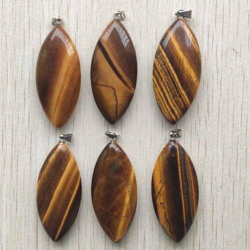 Natural tiger eye stone leaf shape pendants for diy necklace jewelry making accessories Wholesale 6pcs/lot high quality