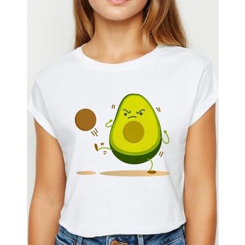 New T-shirt Female Avocado Play Football Tshirt Spring Summer ropa mujer Tee shirt Trendy Recreational Round Neck T-shirts