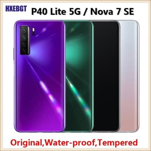 Original Tempered Glass For Huawei P40 Lite 5G Back Cover Housing Door Nova 7 SE Rear Battery Chassis +Camera Lens + Sticker