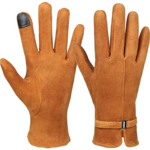 OZERO Winter Women Gloves Screen Fingers with Deerskin Suede Leather for Cycling and Driving Touch Screen Gloves for Women Deers