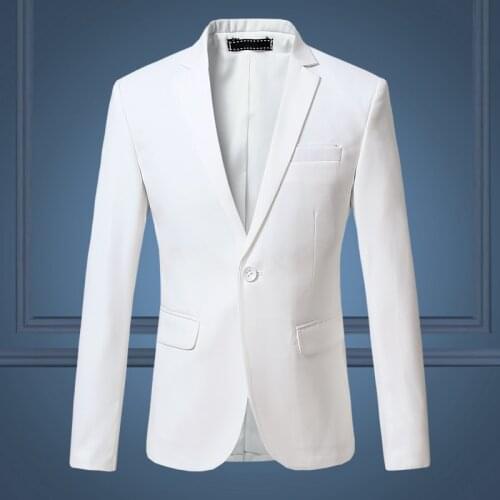 High Quality Gentleman Men Slim Casual White Suit , Large Size Brands Mens business Casual Flow of Pure Color Blazers Men