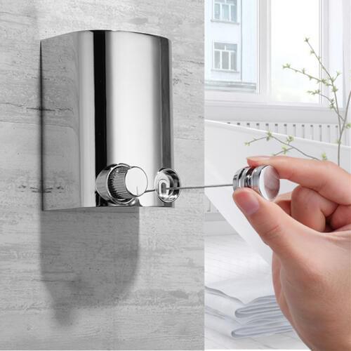 WZLY Clothesline Portable 4 Color Zinc Alloy Retractable Black/Gold Indoor Laundry Clothesline Hanger Clothes Dryer Steel Rope