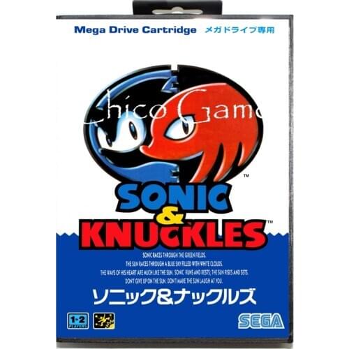 Sega MD games card - Sonic and Knuckles JAP Cover for Sega MegaDrive Video Game Console 16 bit MD card