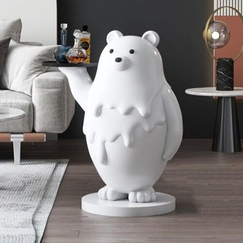 Modern Resin Large Floor Polar Bear Storage Tray Accessories Office Hotel Villa Sculpture Crafts Home Livingroom Figurines Craft