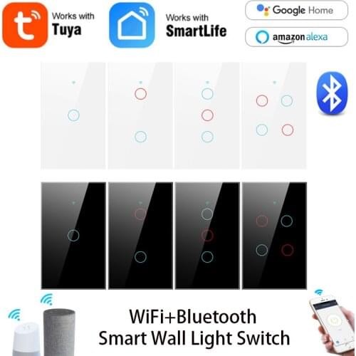 Tuya WiFi+Bluetooth-compatible Smart Touch Switch Home Light Wall Switch Support Alexa Google Home Smart Life Have Neutral Wire