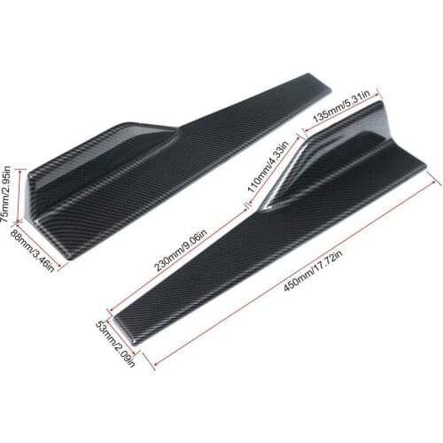 Carbon Fiber Look/Black 45cm Universal Car Side Skirt Extension Rear Bumper Lip Splitter Spoiler For Benz For BMW For Honda