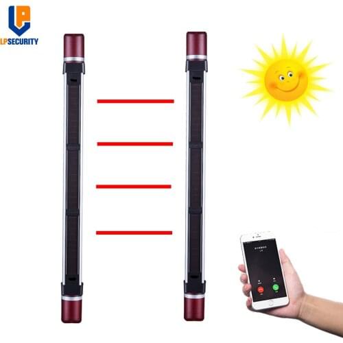 Waterproof outside used 4 Beams Solar Powered Wireless Infrared Grating Detector for smart home alarm