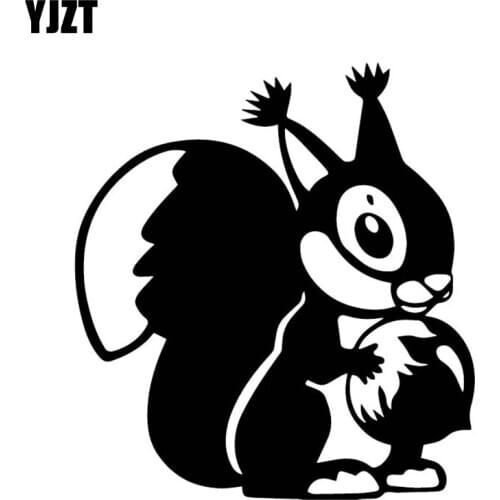 YJZT 13.5CM*15.8CM Cartoon Squirrel Lovely Decorate Body Of Car Vinyl Decal Car Sticker Black/Silver C4-2360