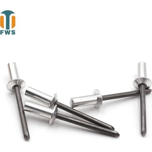 20PCS M4.8 13-14mm DIN EN ISO 15973 GB /T 12615.1 Aluminum Steel Closed End Blind Rivets With Break Pull Mandrel Protruding Head