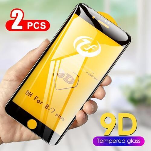 2PCS/Lot 9D Screen Protector Glass For iPhone 8 7 6S 6 Plus Tempered Glass For iPhone XS Max XR X S Protective Cover Film